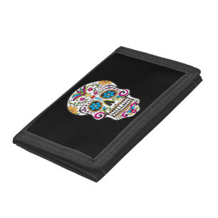 Cute Sugar Skull Happy Day of the Dead Tri-fold Wallet