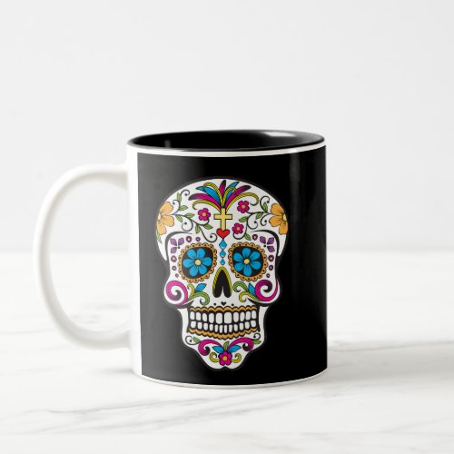 Cute Sugar Skull Happy Day of the Dead Two_Tone Coffee Mug