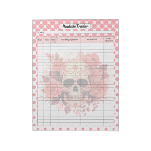 Cute Sugar Skull Headach Tracker Notepad