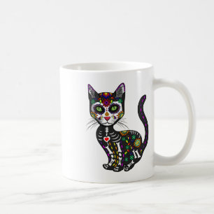 Cute Sugar Skull Mexican Cat Halloween Day Of The Coffee Mug
