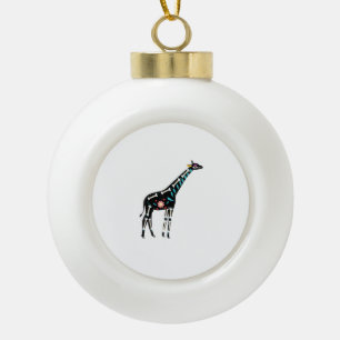 Cute Sugar Skull Mexican Giraffe Halloween Day Of  Ceramic Ball Christmas Ornament