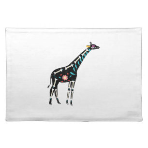Cute Sugar Skull Mexican Giraffe Halloween Day Of Cloth Placemat