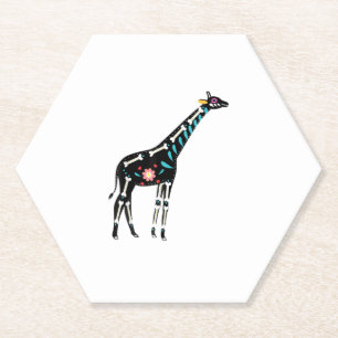 Cute Sugar Skull Mexican Giraffe Halloween Day Of  Paper Coaster