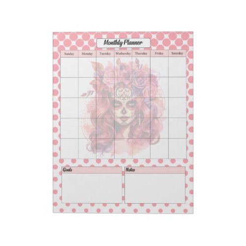 Cute Sugar Skull Monthly Planner Notepad
