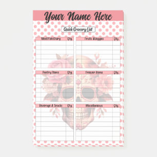 Cute Sugar Skull Quick Grocery List Post-it Notes