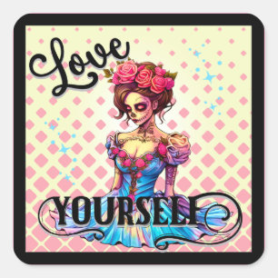 Cute Sugar Skull  Square Sticker