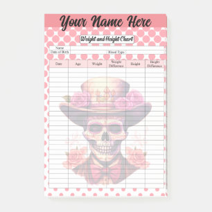Cute Sugar Skull Weight and Height Tracker Post-it Notes