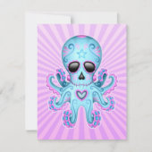 Cute Sugar Skull Zombie Octopus - Blue Purple (Front)