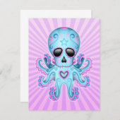 Cute Sugar Skull Zombie Octopus - Blue Purple (Front/Back)