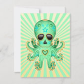 Cute Sugar Skull Zombie Octopus - Green (Front)
