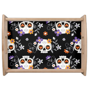 Cute Sugar Skulls Hand Drawn Serving Tray