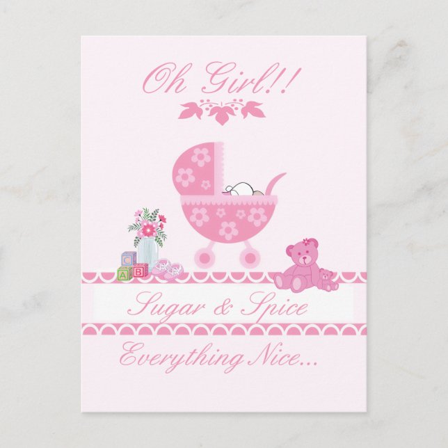 Cute "Sugar Spice" Baby Shower Invitation/Postcard Invitation Postcard (Front)