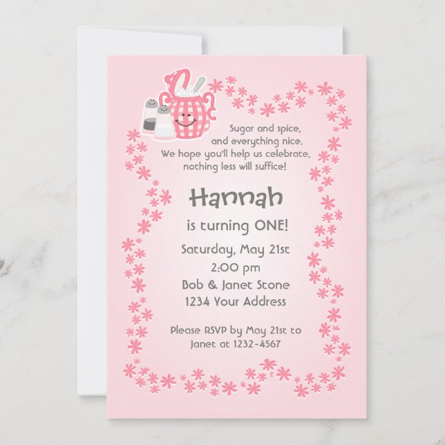 Cute Sugar & Spice Birthday Invitation (Front)