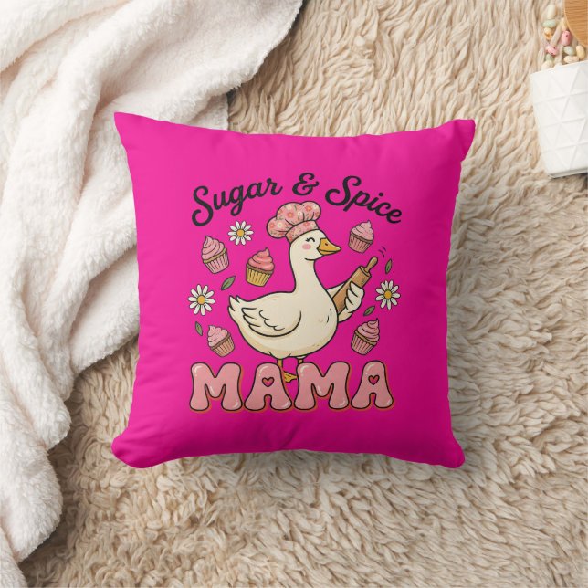 Cute sugar spice Mama goose  Throw Pillow (Blanket)
