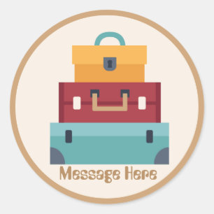 Cute suitcase travel adventure add message sticker