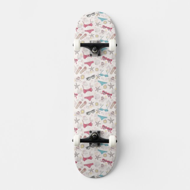 Cute Summer Abstract Pattern Skateboard Deck (Front)