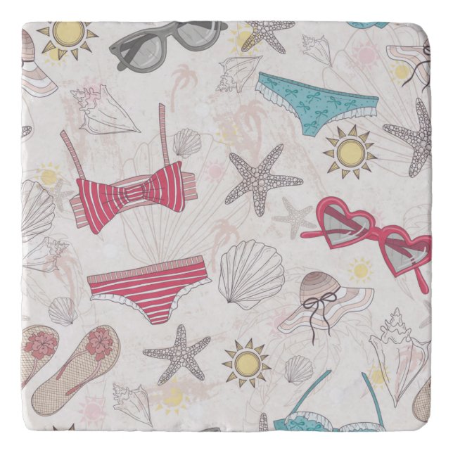 Cute Summer Abstract Pattern Trivet (Front)