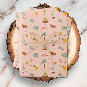 Cute Summer Aesthetic Pattern Wrapping Paper Sheets