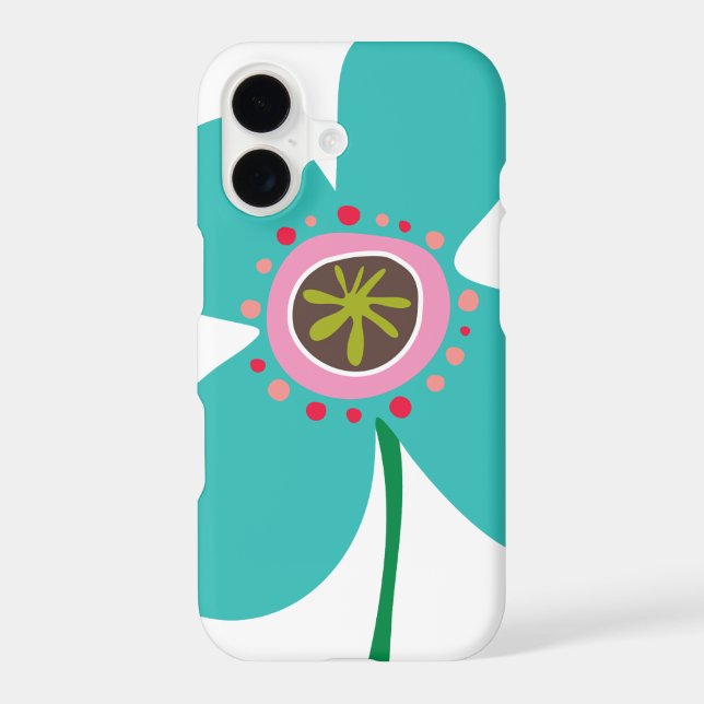 Cute Summer Aqua  Blue Daisy Pop Flower Whimsical Case-Mate iPhone Case (Back)