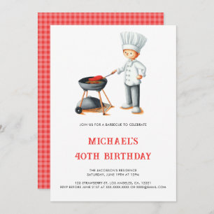 Cute Summer Barbecue 40th Birthday Invitation