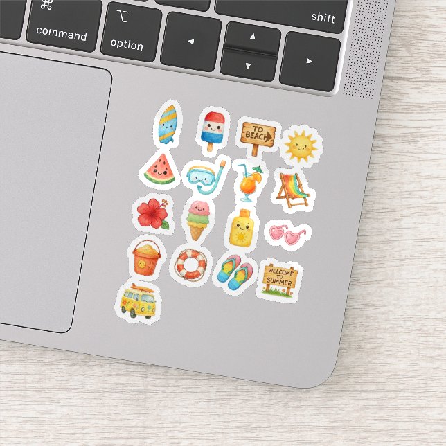 Cute Summer Beach Fun Illustration Collection Sticker (Detail)
