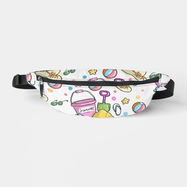 Cute Summer Beach Holiday Doodles Pattern Fanny Pack (Front)