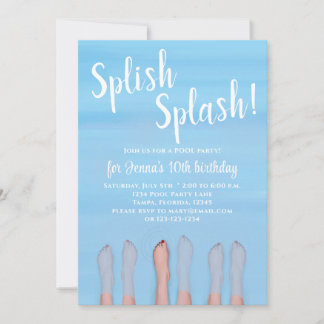 Cute Summer Beach Lake Ocean Girly Party Invitation