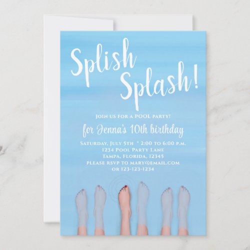 Cute Summer Beach Lake Ocean Girly Party  Invitation