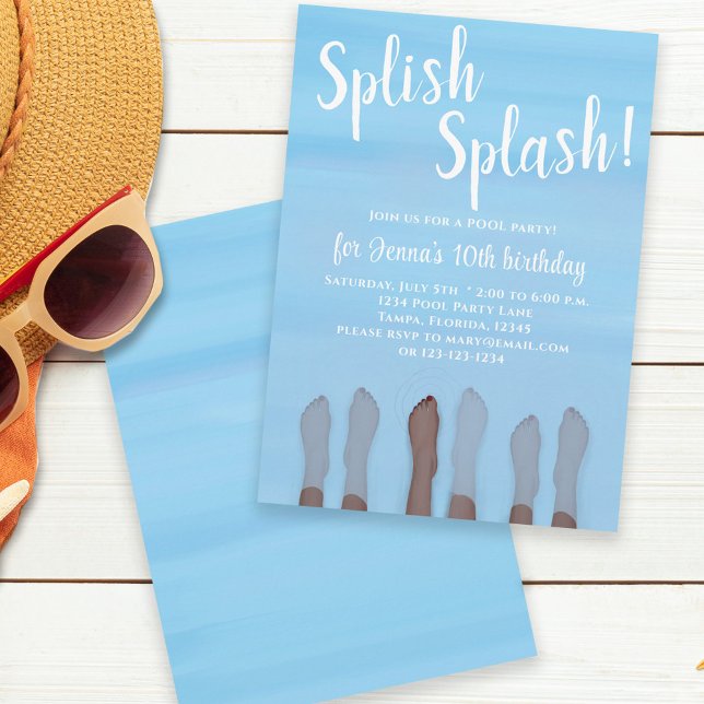 Cute Summer Beach Lake Ocean Girly Party Invitation (Creator Uploaded)