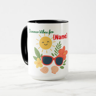Cute Summer Beach Mug Personalized Name | Sun