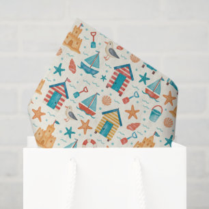 Cute Summer Beach Ocean Pattern Tissue Paper