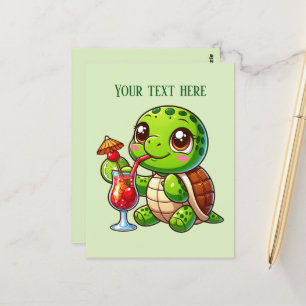 Cute Summer beach turtle add text Postcard