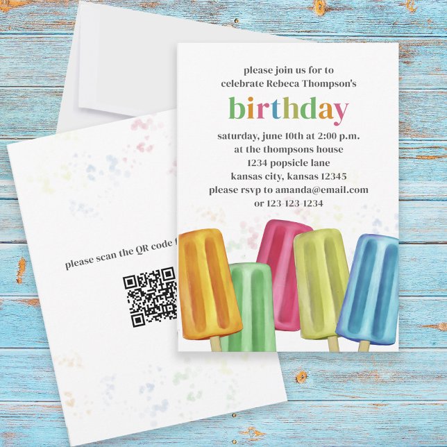 Cute Summer Birthday Party Popsicle Invitation (Creator Uploaded)
