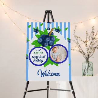 Cute Summer Blueberries Party Berry First Birthday Foam Board