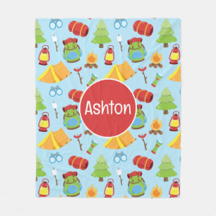 Cute Summer Camp Pattern Fleece Blanket