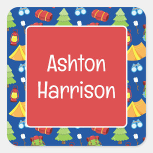 Cute Summer Camp Pattern Square Sticker