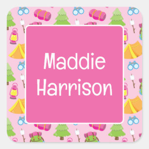 Cute Summer Camp Pattern Square Sticker