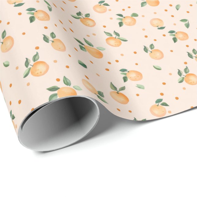 Cute Summer Citrus Oranges Fruit Pattern Wrapping Paper (Roll Corner)