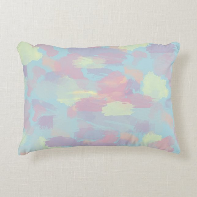 cute summer colorful pastel brushstrokes pattern accent pillow (Front)