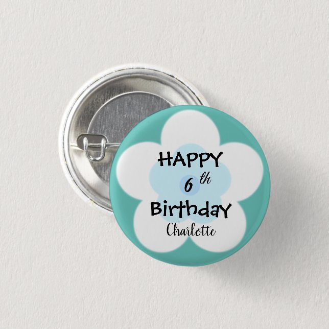 Cute summer Daisy flower petal gradient Birthday Button (Front & Back)