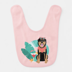 Cute Summer Dog With Sunglasses Baby Bib