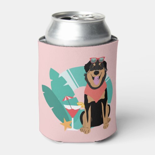 Cute Summer Dog With Sunglasses Can Cooler