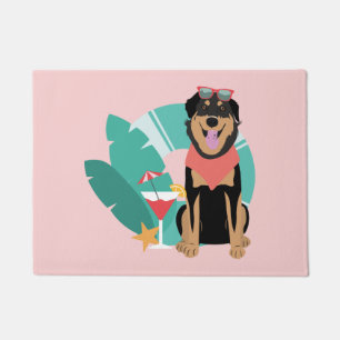 Cute Summer Dog With Sunglasses Doormat