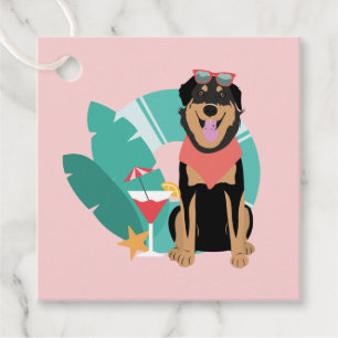 Cute Summer Dog With Sunglasses Favor Tags