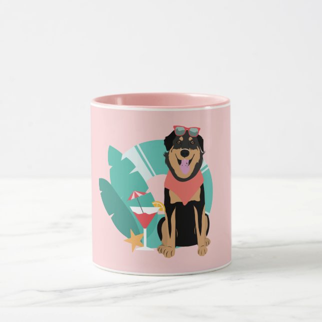 Cute Summer Dog With Sunglasses Mug (Center)