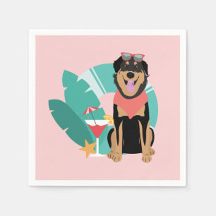 Cute Summer Dog With Sunglasses Napkins