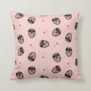 Cute Summer Dog With Sunglasses Pattern Throw Pillow