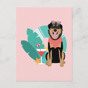 Cute Summer Dog With Sunglasses Postcard