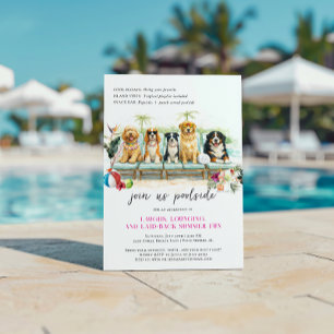 Cute Summer Dogs   Tropical Poolside Party Invitation