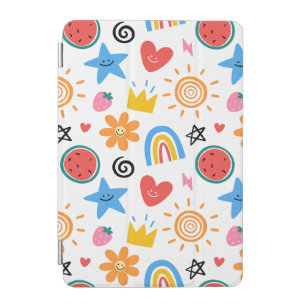 Cute Summer Doodles Whimsical Seamless Pattern iPad Mini Cover